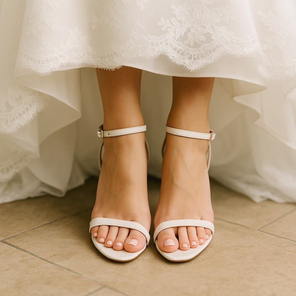 White Sam Edelman Croc Vegan Heels – Size 10 | Wedding Ready